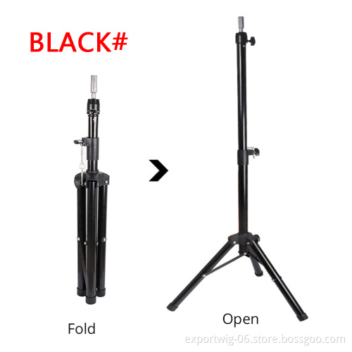 Black Heavy Duty Adjustable Hair Mannequin Stand Metal Wig Tripod Stand for Canvas Block Wig Head Stand Holder